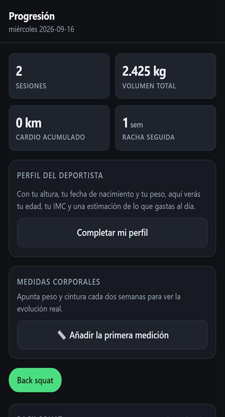 Series semanales por grupo muscular